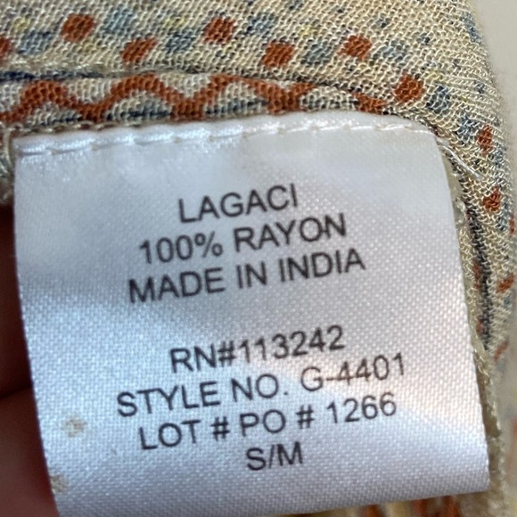 LAGACI WESTERN PRINT BOHEMIAN FRINGE TOPPER S/M BEACHY SUMMER - Picture 5 of 8